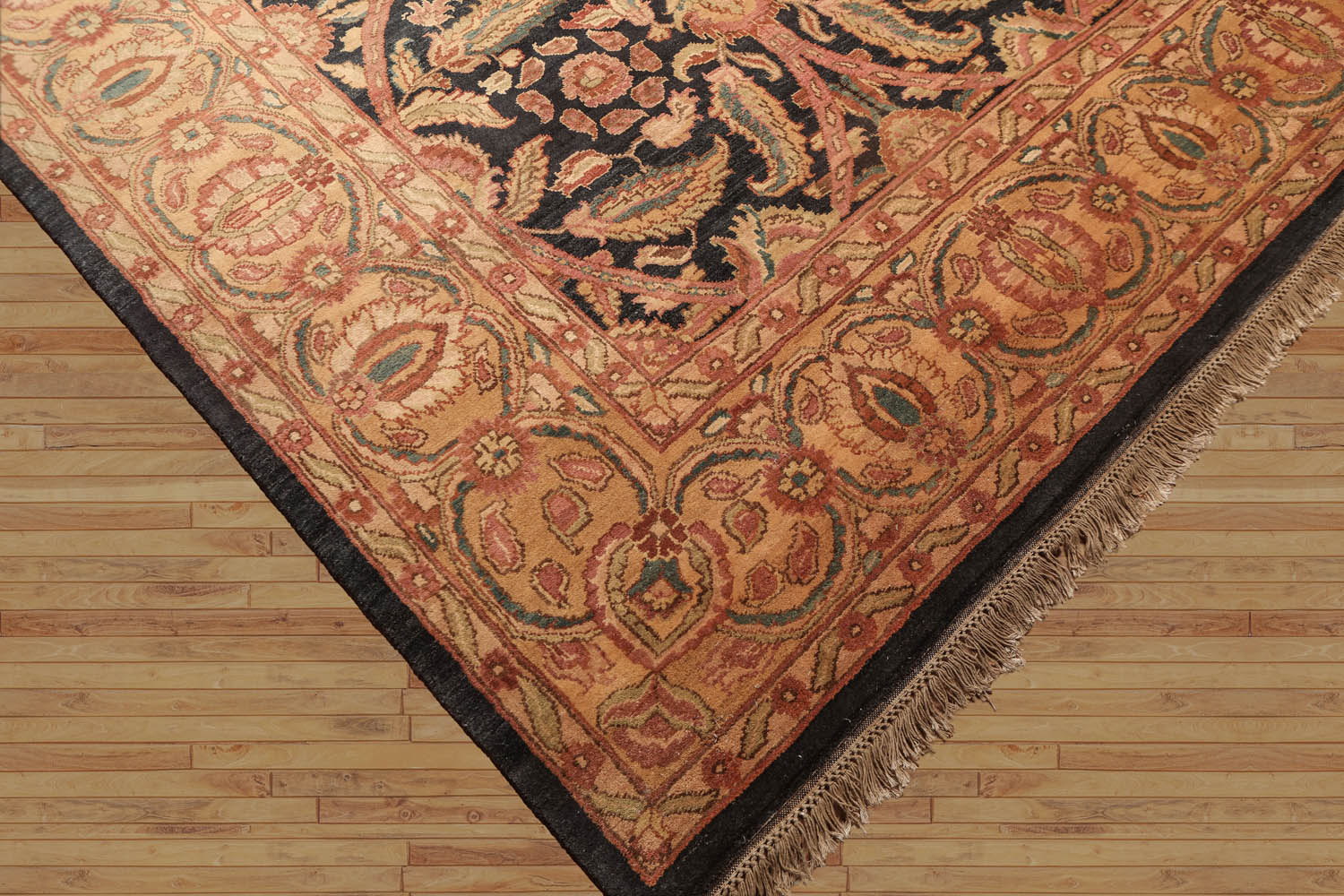 9x12 Gold, Gold, Aqua Color Hand Knotted Floral 100% Wool Traditional-Persian/Oriental Oriental Rug