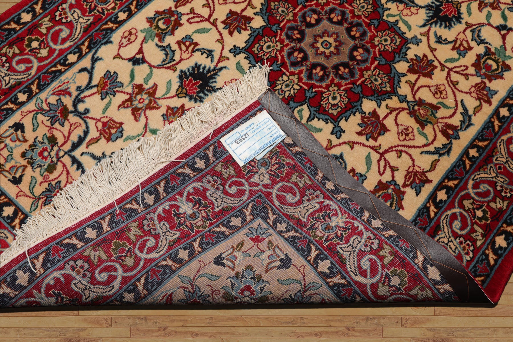3x5 Beige, Red, Blue Color Hand Knotted Espahan Wool Traditional Oriental Rug