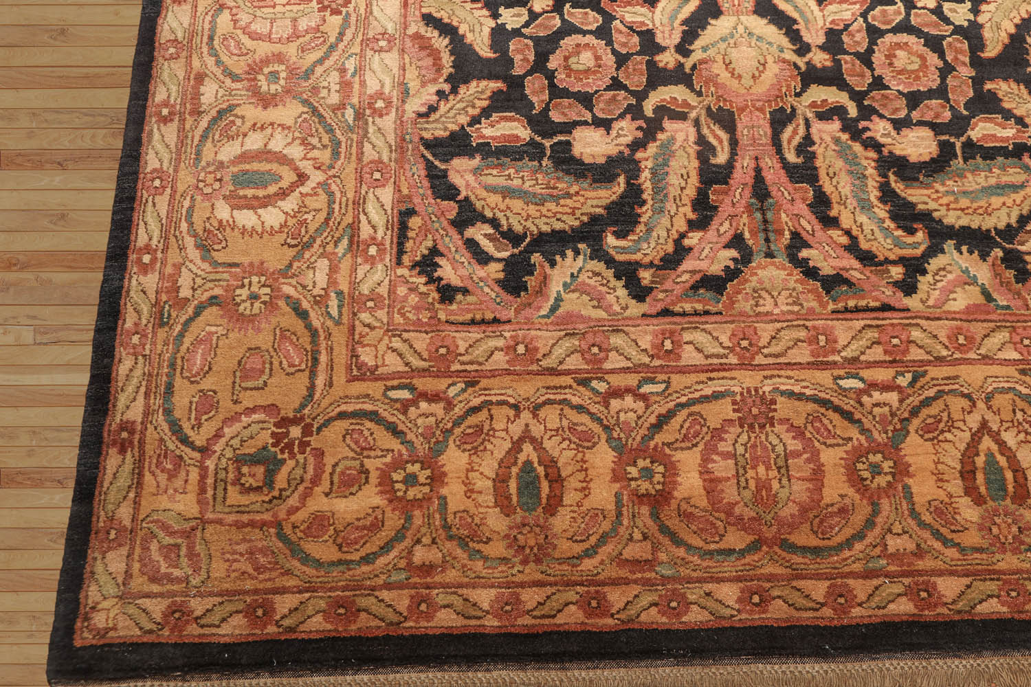 9x12 Gold, Gold, Aqua Color Hand Knotted Floral 100% Wool Traditional-Persian/Oriental Oriental Rug