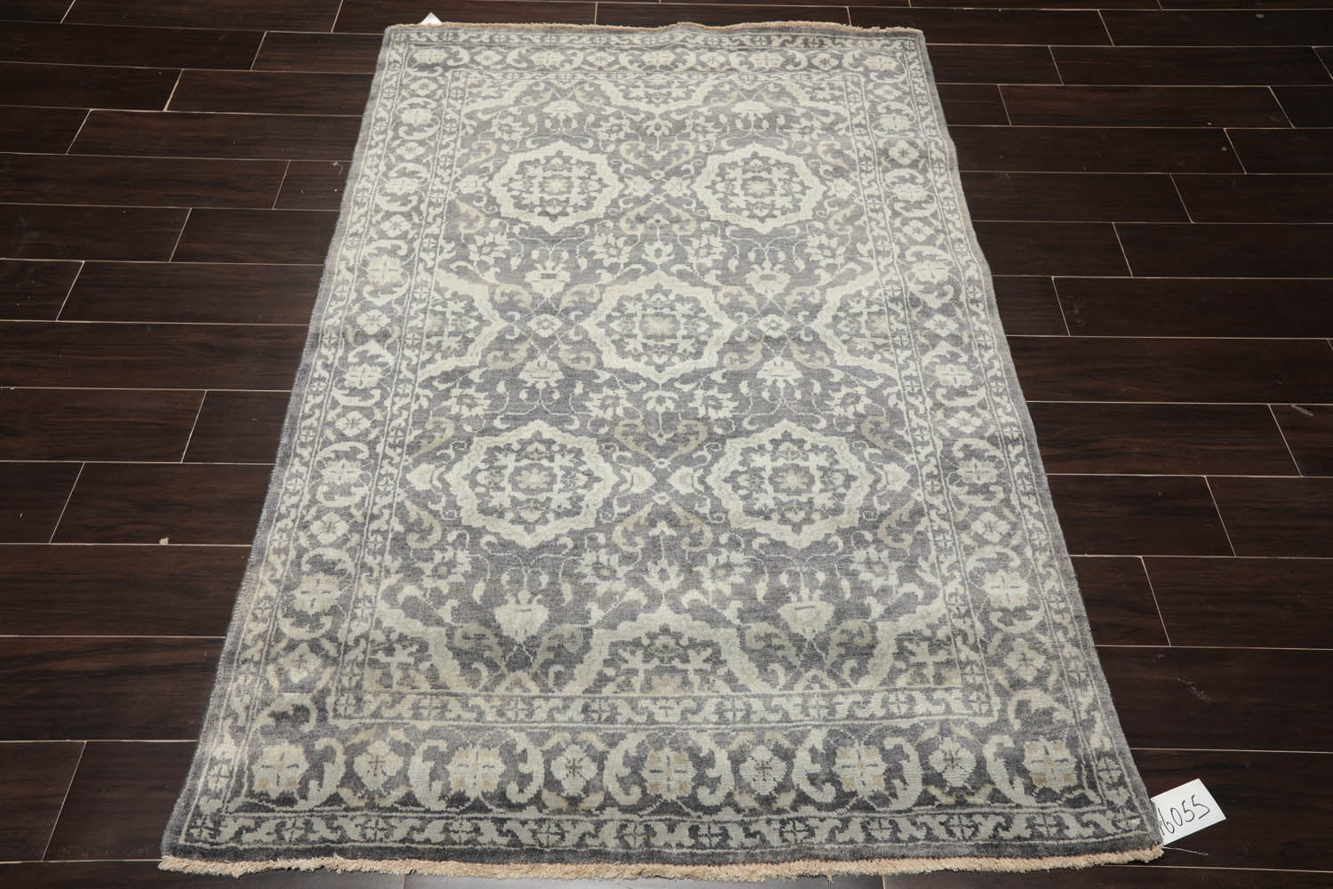 4x6 Gray, , Color Hand Knotted All-Over 100% Wool Transitional Oriental Rug