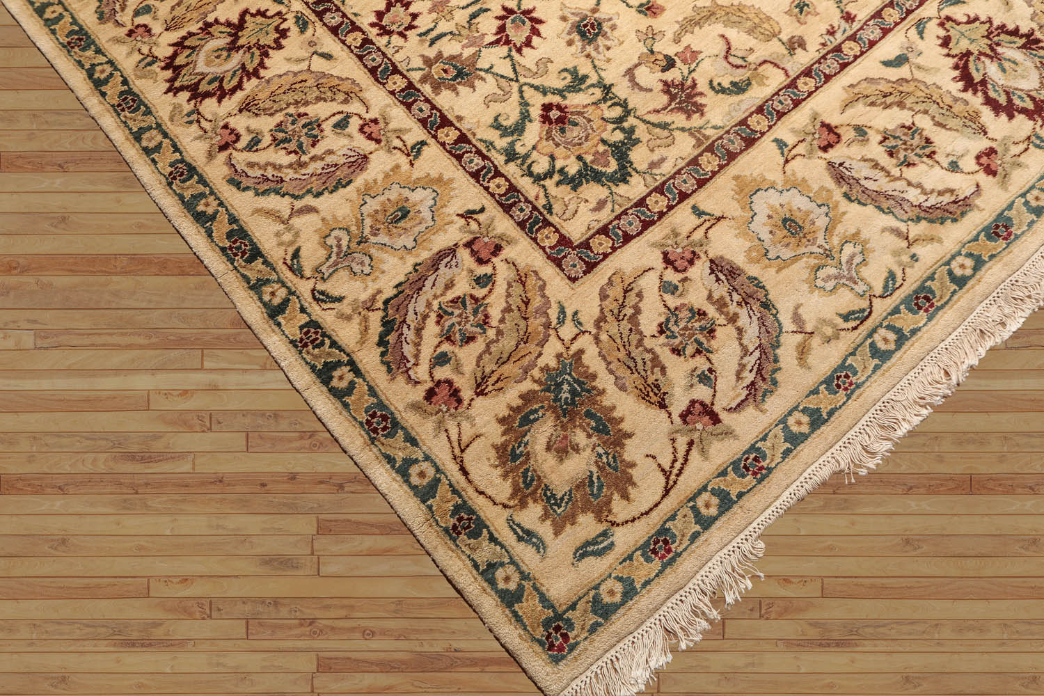 8x10 Gold, Maroon, Aqua Color Hand Knotted All-Over 100% Wool Traditional Oriental Rug