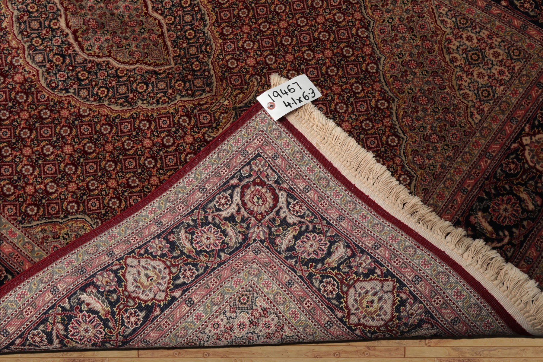 4x6 Red, Navy, Green Color Hand Knotted Tabriz Wool & Silk Traditional Oriental Rug