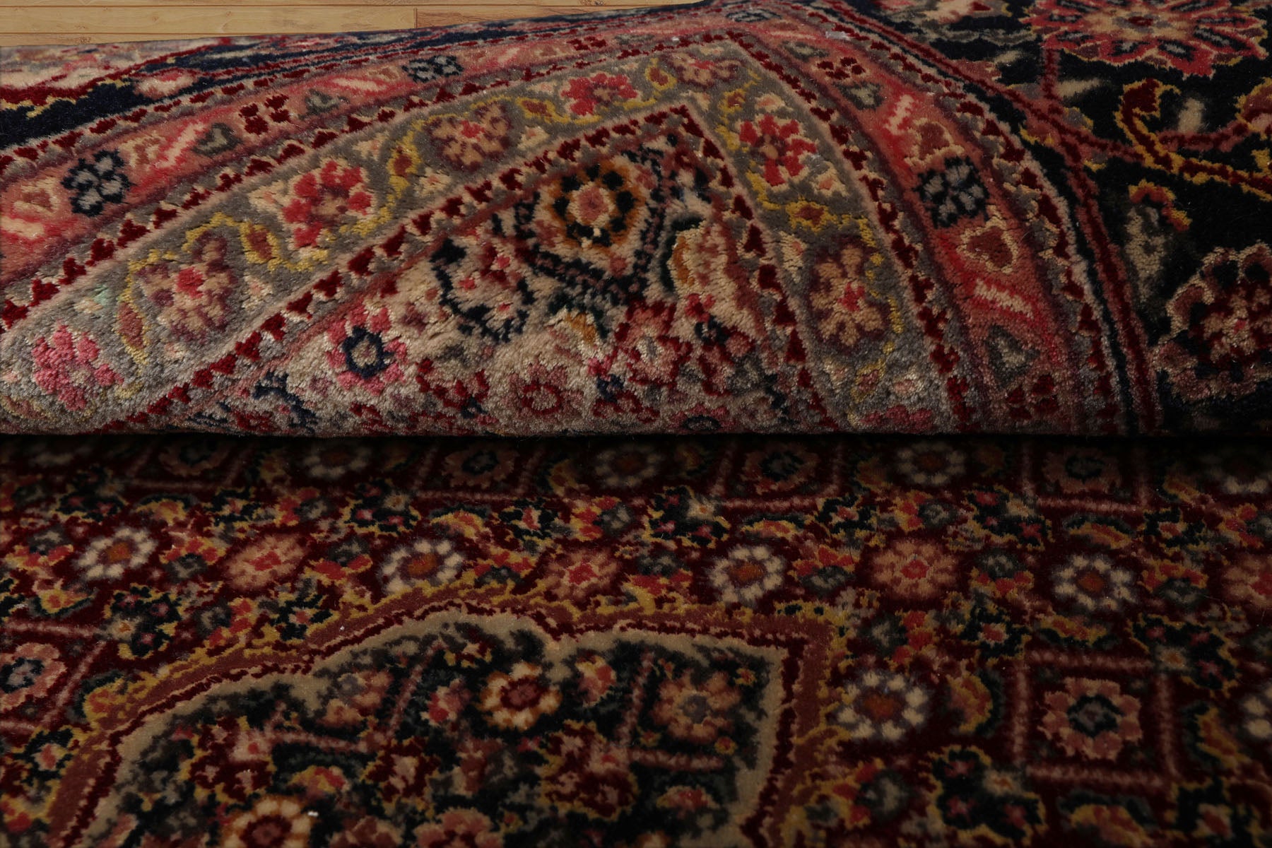 4x6 Red, Navy, Green Color Hand Knotted Tabriz Wool & Silk Traditional Oriental Rug