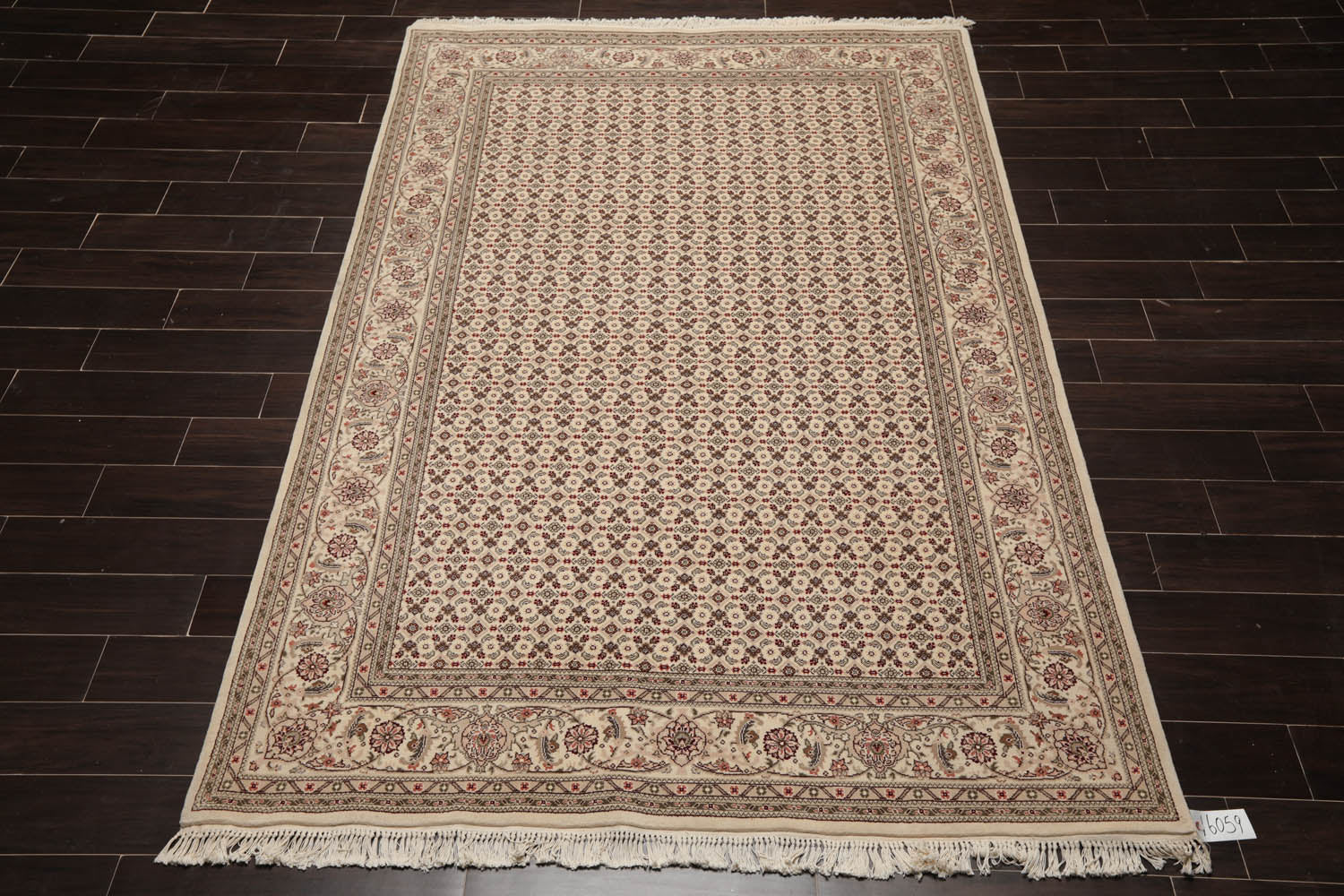 6x9 Cream, Gray, Rust Color Hand Knotted All-Over 100% Wool Traditional Oriental Rug