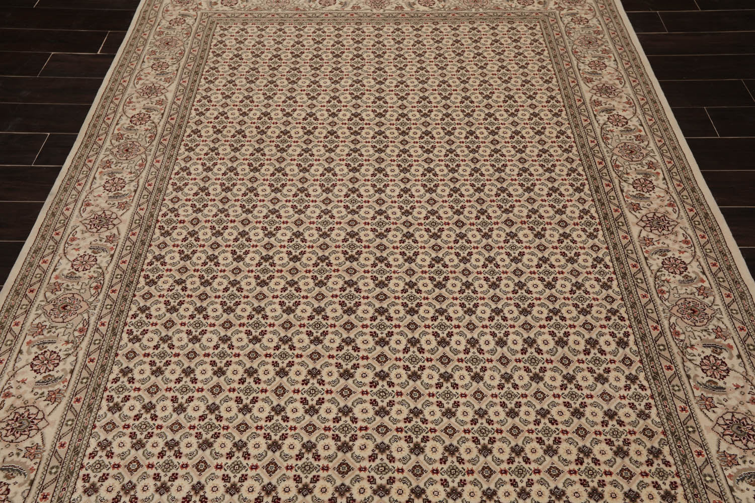 6x9 Cream, Gray, Rust Color Hand Knotted All-Over 100% Wool Traditional Oriental Rug