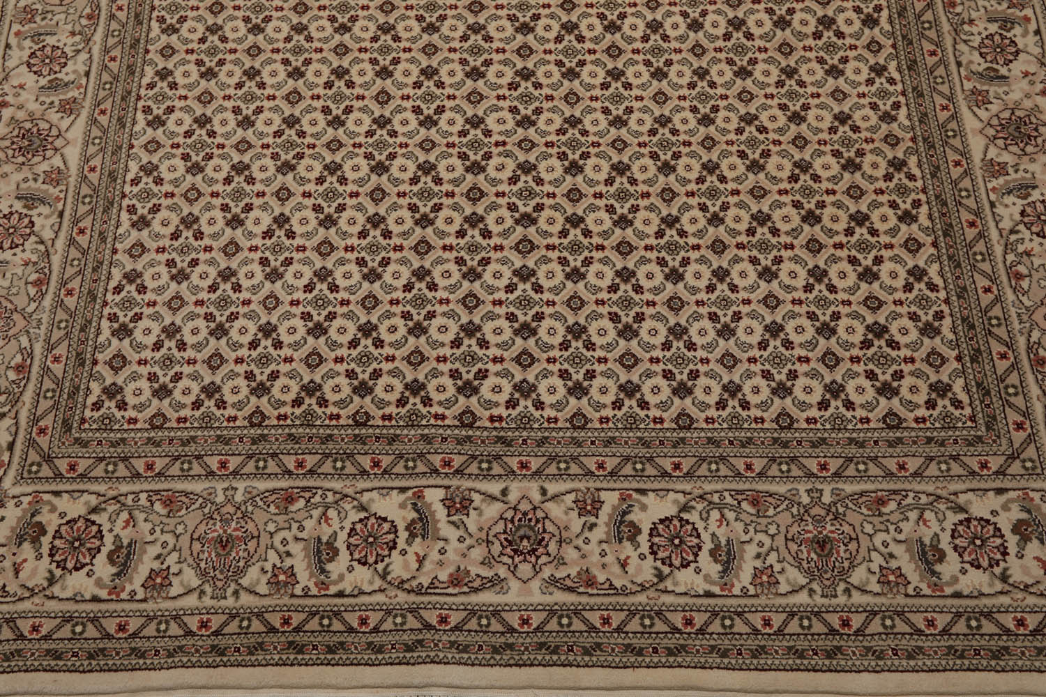 6x9 Cream, Gray, Rust Color Hand Knotted All-Over 100% Wool Traditional Oriental Rug