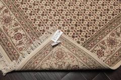 6x9 Cream, Gray, Rust Color Hand Knotted All-Over 100% Wool Traditional Oriental Rug