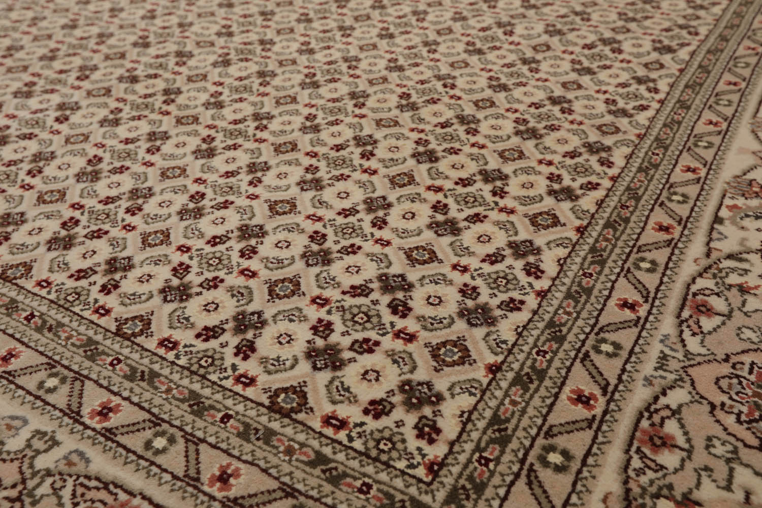 6x9 Cream, Gray, Rust Color Hand Knotted All-Over 100% Wool Traditional Oriental Rug