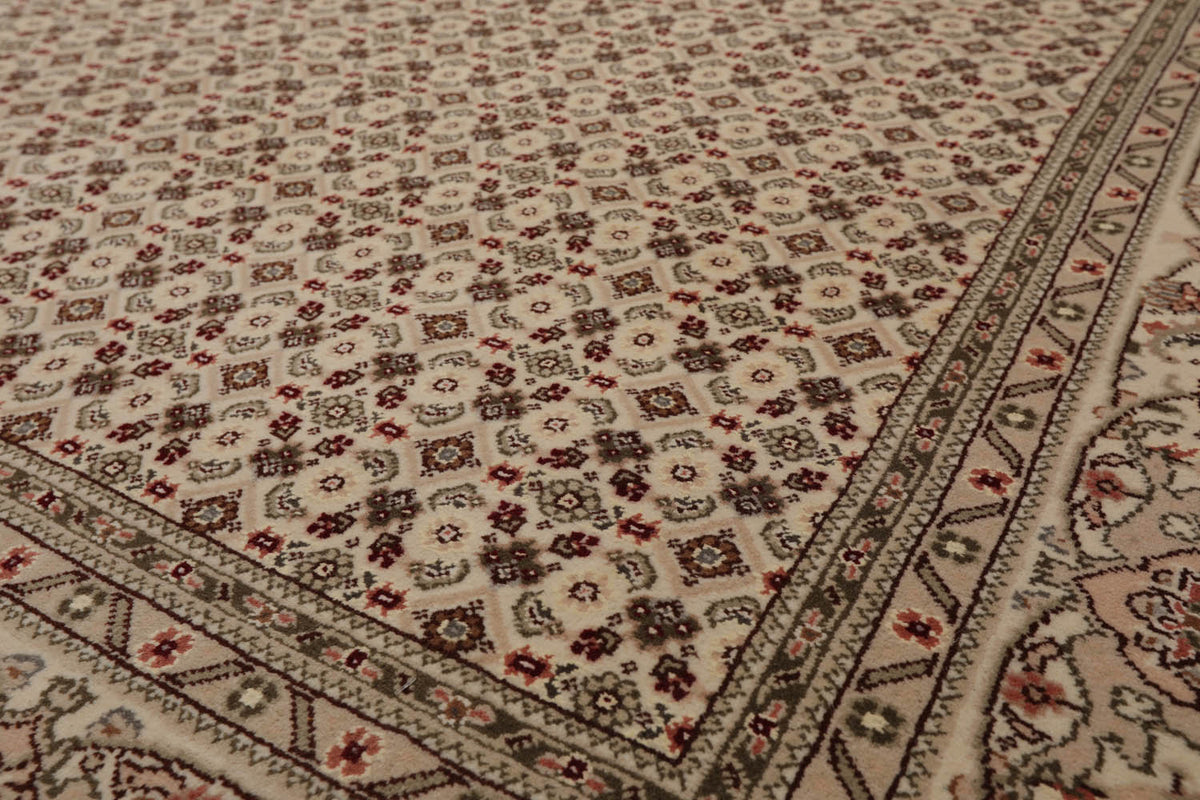 6x9 Cream, Gray, Rust Color Hand Knotted All-Over 100% Wool Traditional Oriental Rug