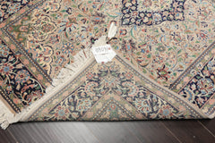 5x7 Beige, Navy, Rose Color Hand Knotted All-Over 100% Wool Traditional Oriental Rug