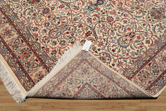 6x9 Cream, Peach, Maroon Color Hand Knotted All-Over 100% Wool Traditional Oriental Rug