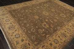 9x12 Multi, Camel, Taupe Color Hand Knotted All-Over 100% Wool Traditional Oriental Rug