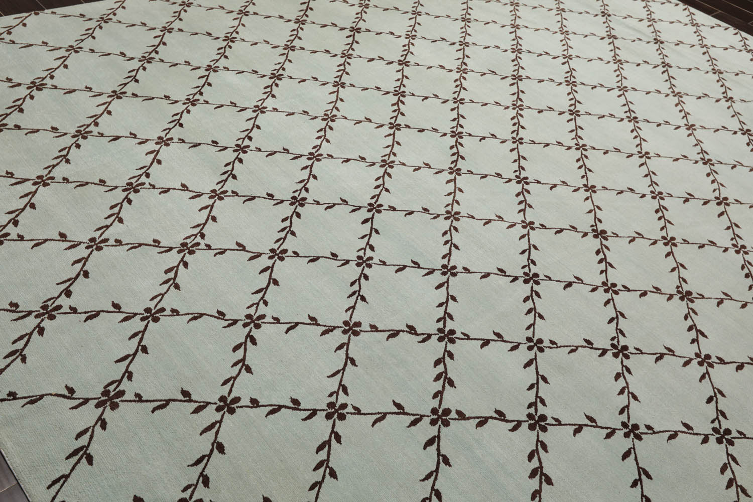 9x12 Sea Foam, Dark Chocolate, Color Hand Knotted All-Over 100% Wool Transitional Oriental Rug