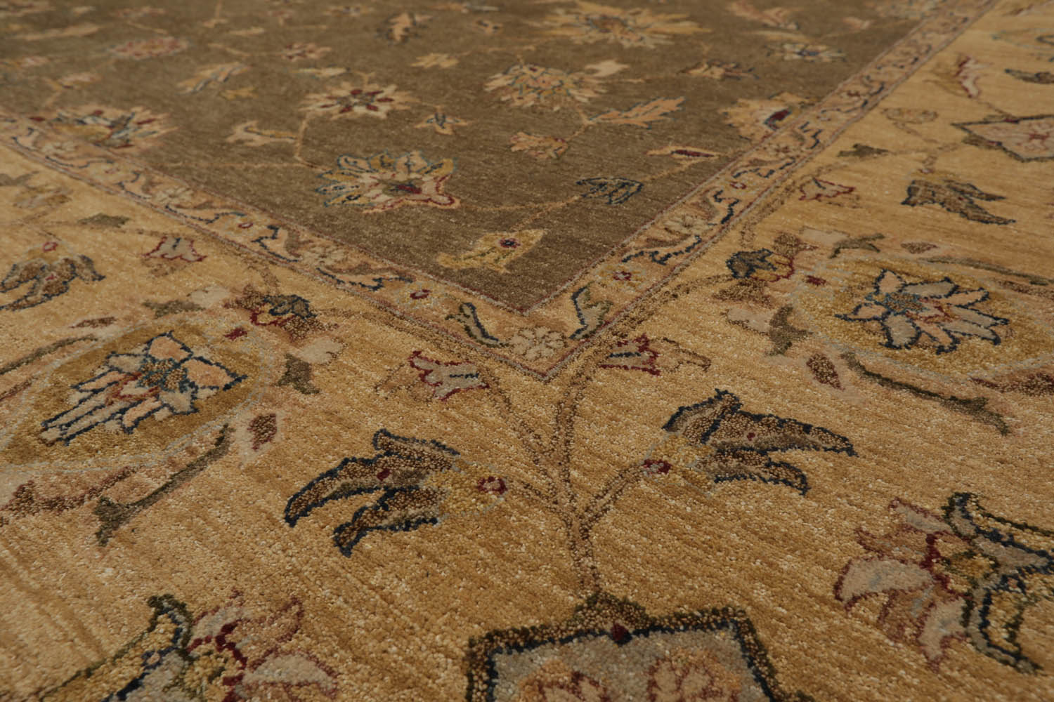 9x12 Multi, Camel, Taupe Color Hand Knotted All-Over 100% Wool Traditional Oriental Rug