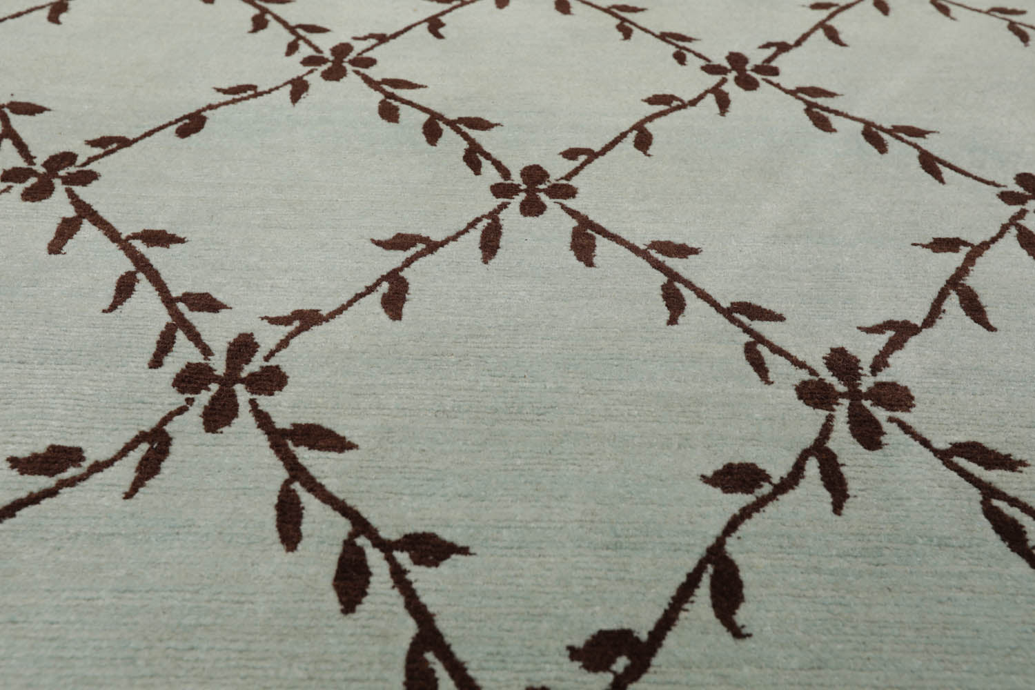 9x12 Sea Foam, Dark Chocolate, Color Hand Knotted All-Over 100% Wool Transitional Oriental Rug