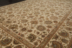 9x12 Beige, Tan, Green Color Hand Knotted All-Over 100% Wool Traditional Oriental Rug