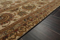 9x12 Beige, Tan, Green Color Hand Knotted All-Over 100% Wool Traditional Oriental Rug