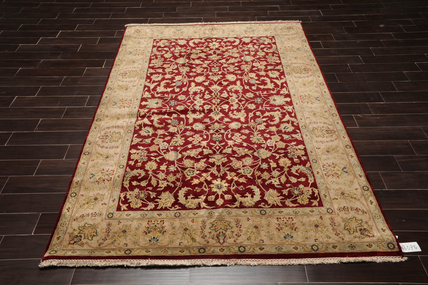 6x9 Wine, Taupe, Beige Color Hand Knotted All-Over 100% Wool Traditional Oriental Rug