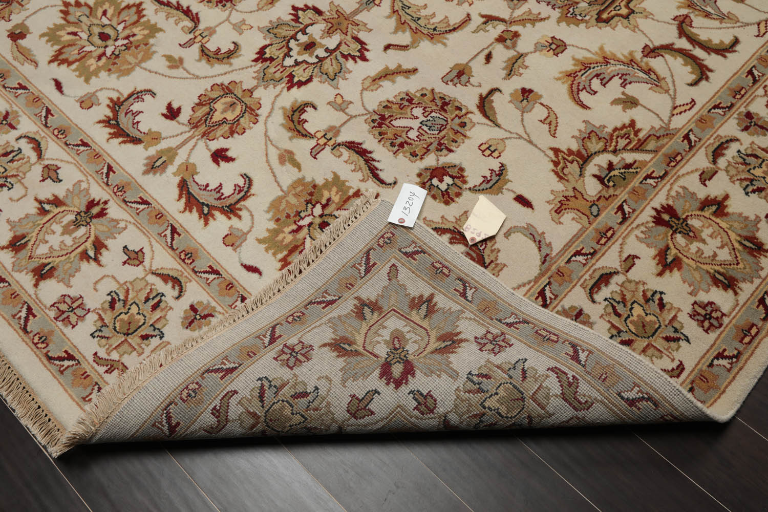 8x10 Ivory, Rust, Aqua Color Hand Knotted All-Over 100% Wool Traditional Oriental Rug