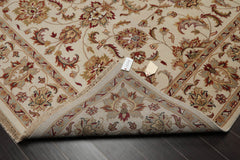 8x10 Ivory, Rust, Aqua Color Hand Knotted All-Over 100% Wool Traditional Oriental Rug