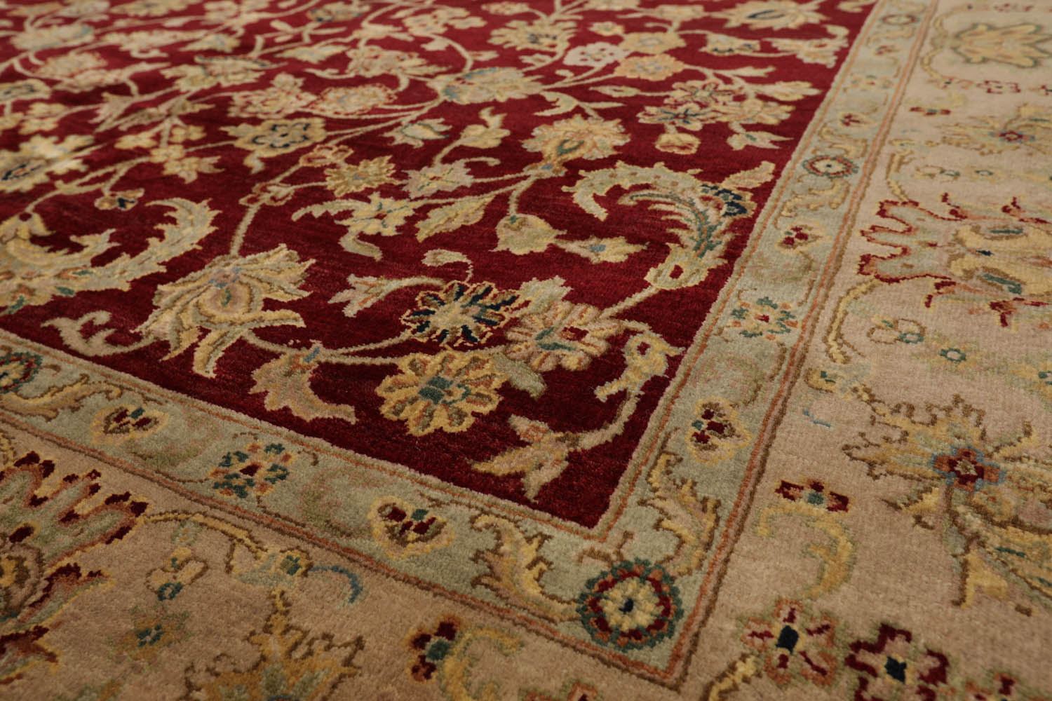 6x9 Wine, Taupe, Beige Color Hand Knotted All-Over 100% Wool Traditional Oriental Rug