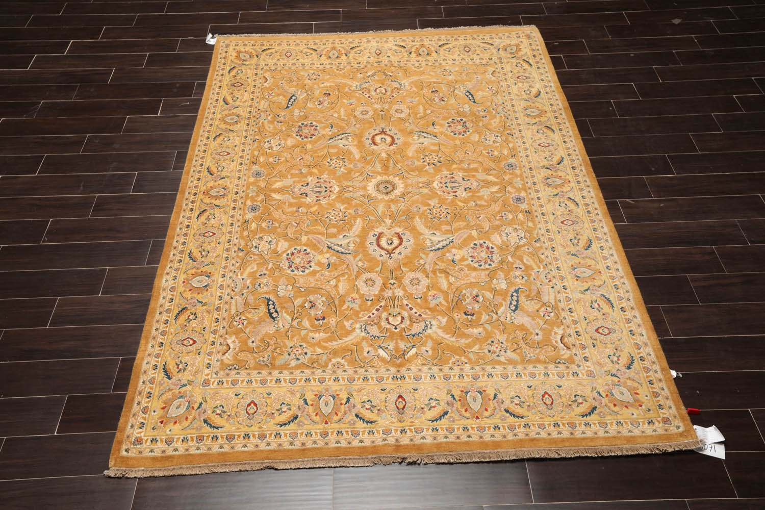 6x9 Caramel, Gold, Beige Color Hand Knotted All-Over 100% Wool Traditional Oriental Rug