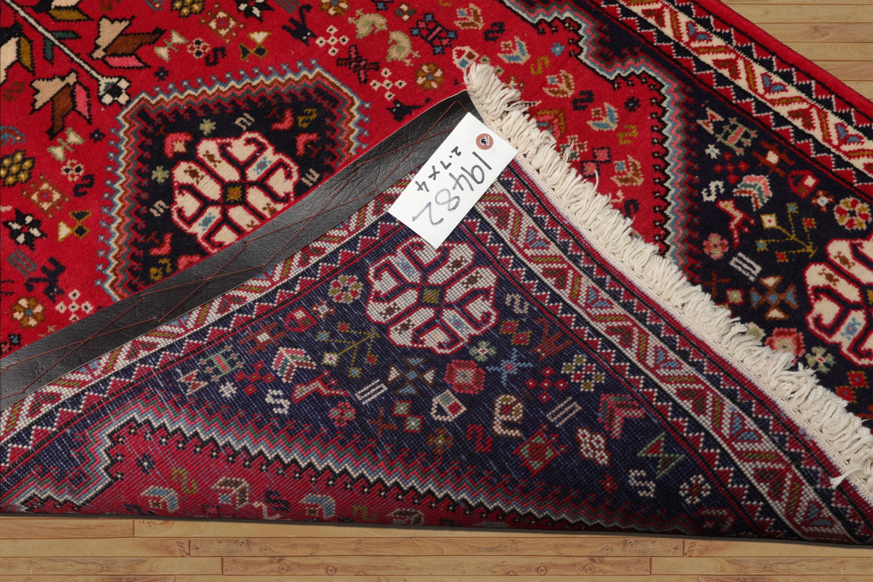 2x4 Red, Navy, Ivory Color Hand Knotted Abadeh Wool Traditional Oriental Rug
