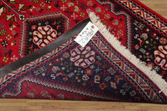 2x4 Red, Navy, Ivory Color Hand Knotted Abadeh Wool Traditional Oriental Rug