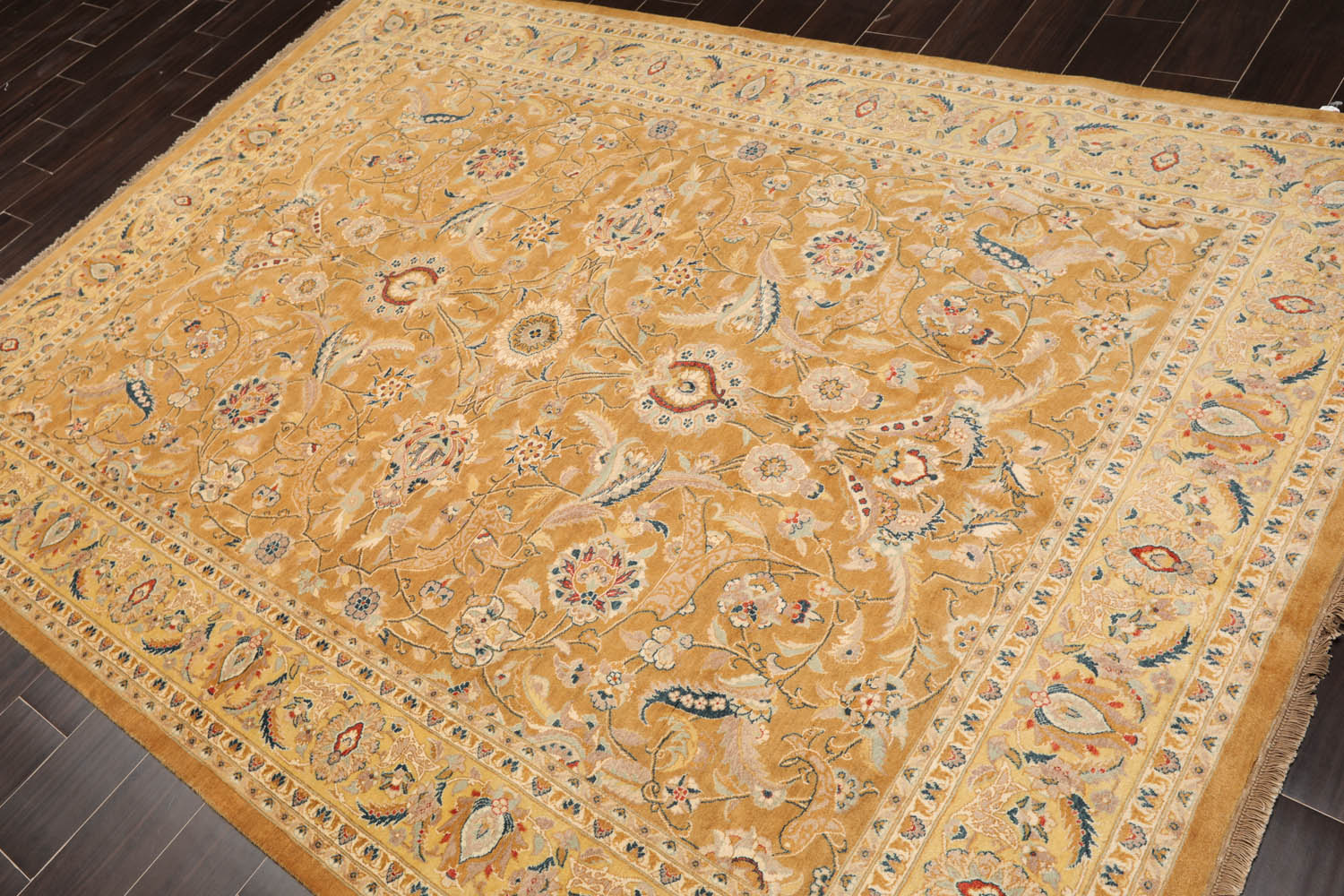 6x9 Caramel, Gold, Beige Color Hand Knotted All-Over 100% Wool Traditional Oriental Rug