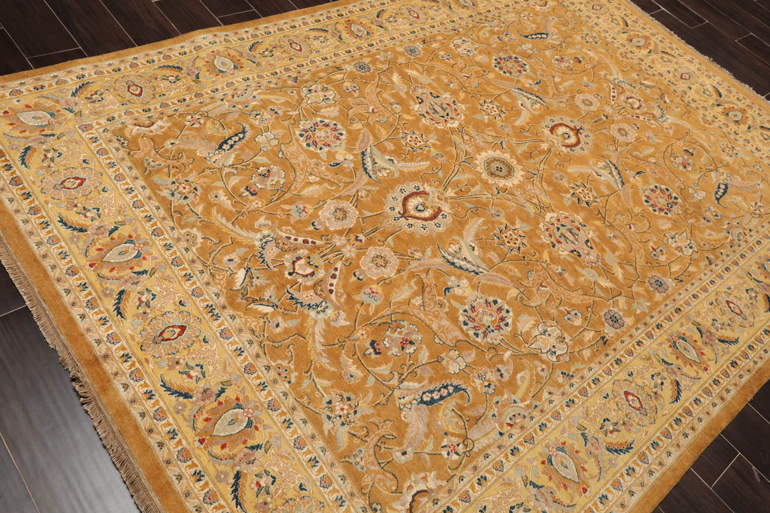 6x9 Caramel, Gold, Beige Color Hand Knotted All-Over 100% Wool Traditional Oriental Rug