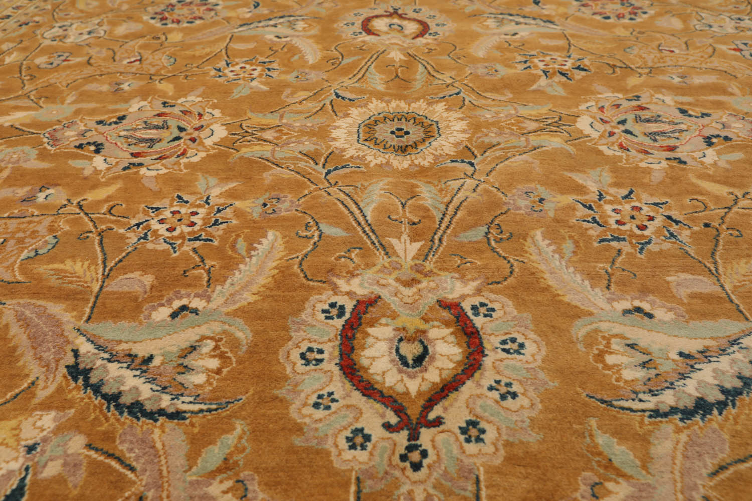 6x9 Caramel, Gold, Beige Color Hand Knotted All-Over 100% Wool Traditional Oriental Rug