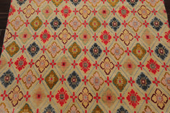 4x6 Mint, Coral, Blue Color Hand Knotted All-Over 100% Wool Traditional Oriental Rug