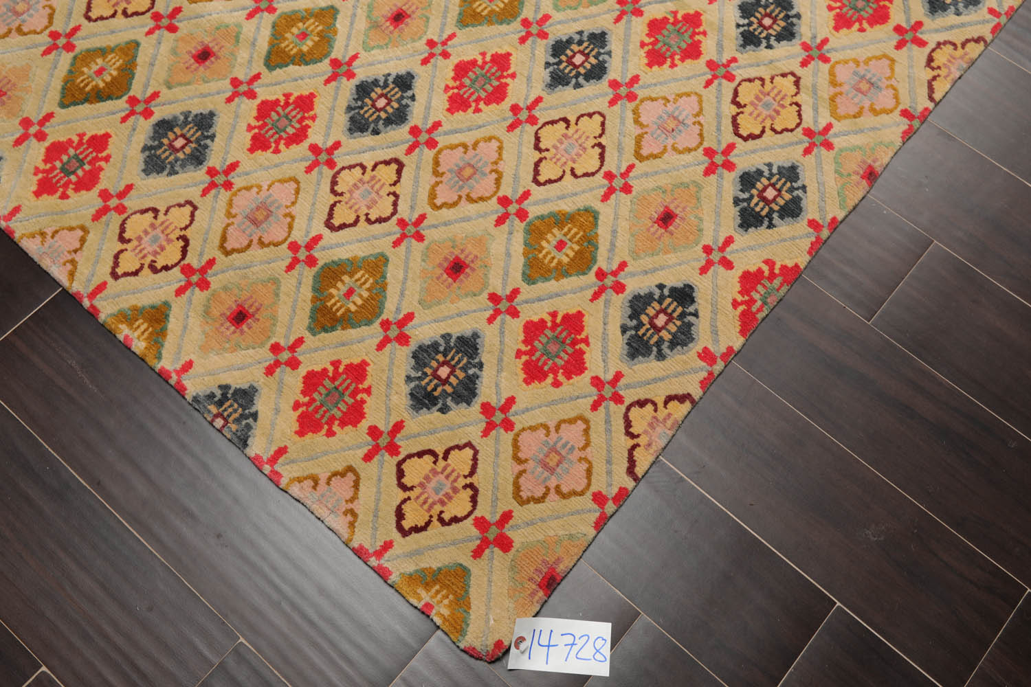 4x6 Mint, Coral, Blue Color Hand Knotted All-Over 100% Wool Traditional Oriental Rug