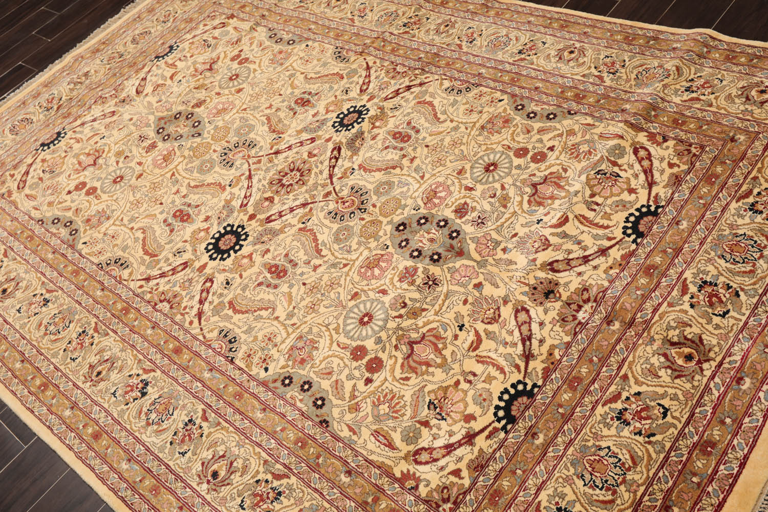 6x9 Warm Beige, Brown, Rust Color Hand Knotted All-Over 100% Wool Traditional Oriental Rug