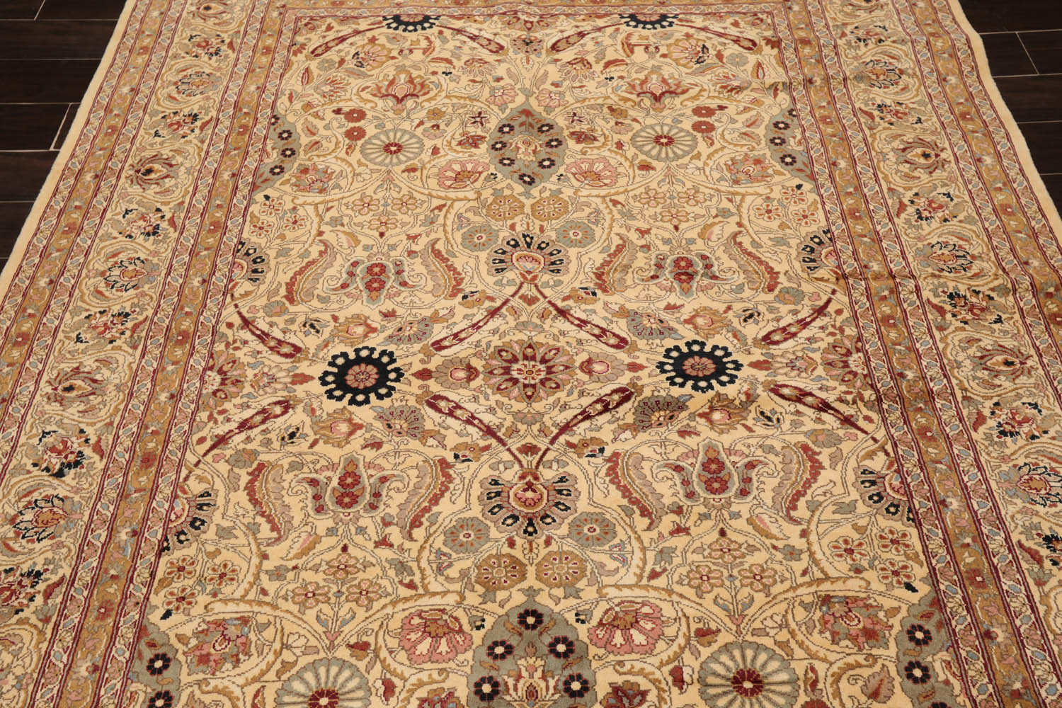 6x9 Warm Beige, Brown, Rust Color Hand Knotted All-Over 100% Wool Traditional Oriental Rug