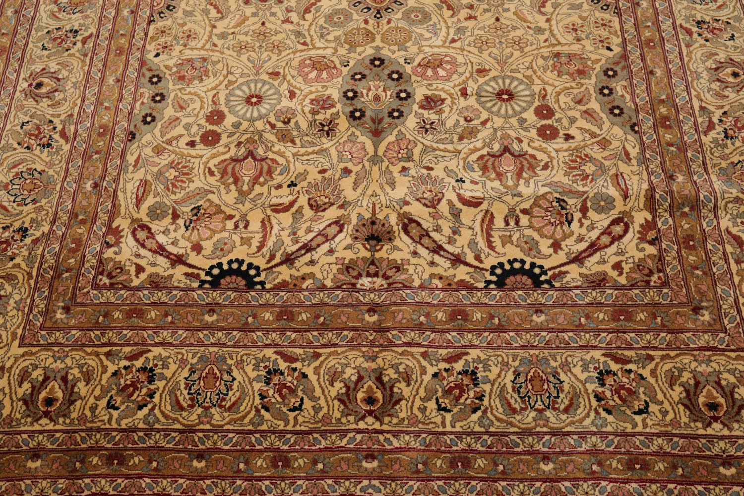 6x9 Warm Beige, Brown, Rust Color Hand Knotted All-Over 100% Wool Traditional Oriental Rug