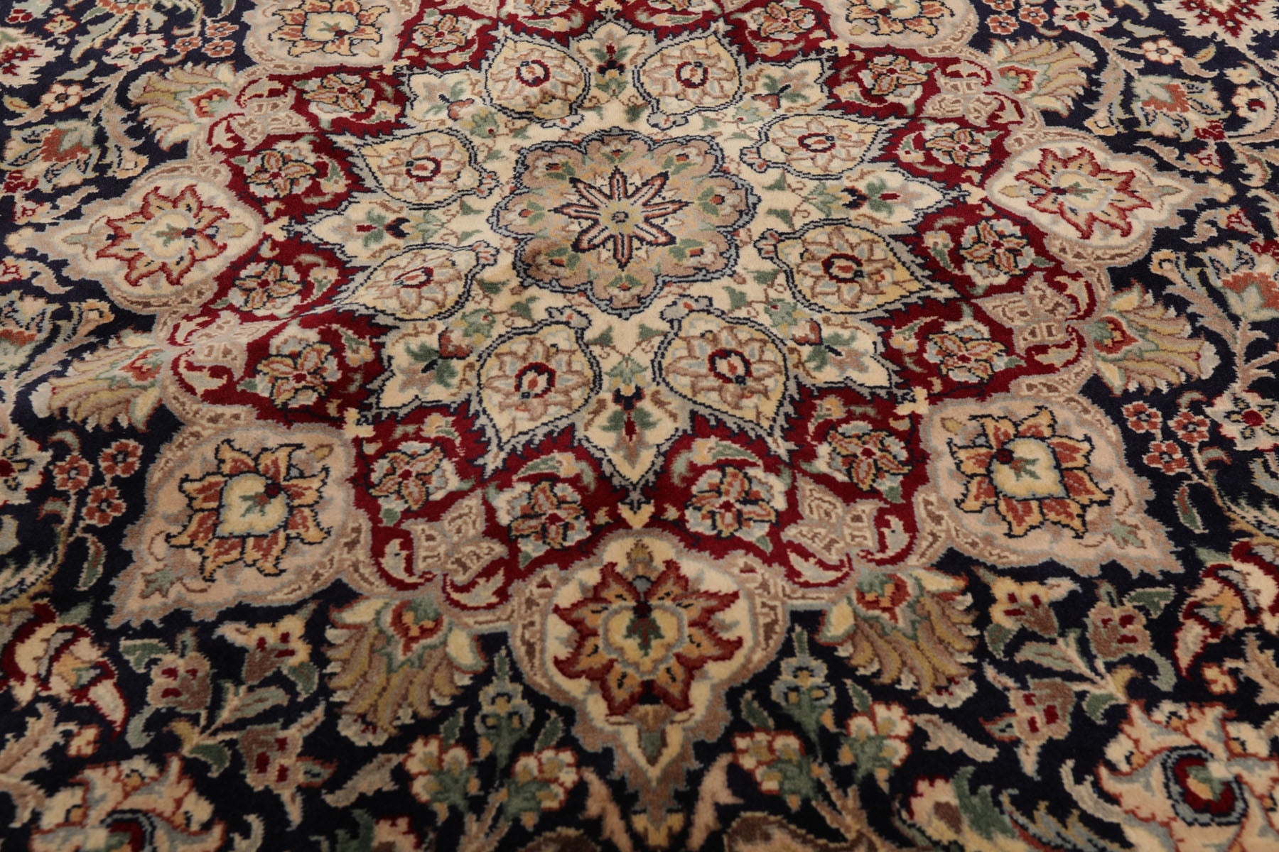 6x9 Navy, Burgundy, Beige Color Hand Knotted All-Over 100% Wool Traditional Oriental Rug