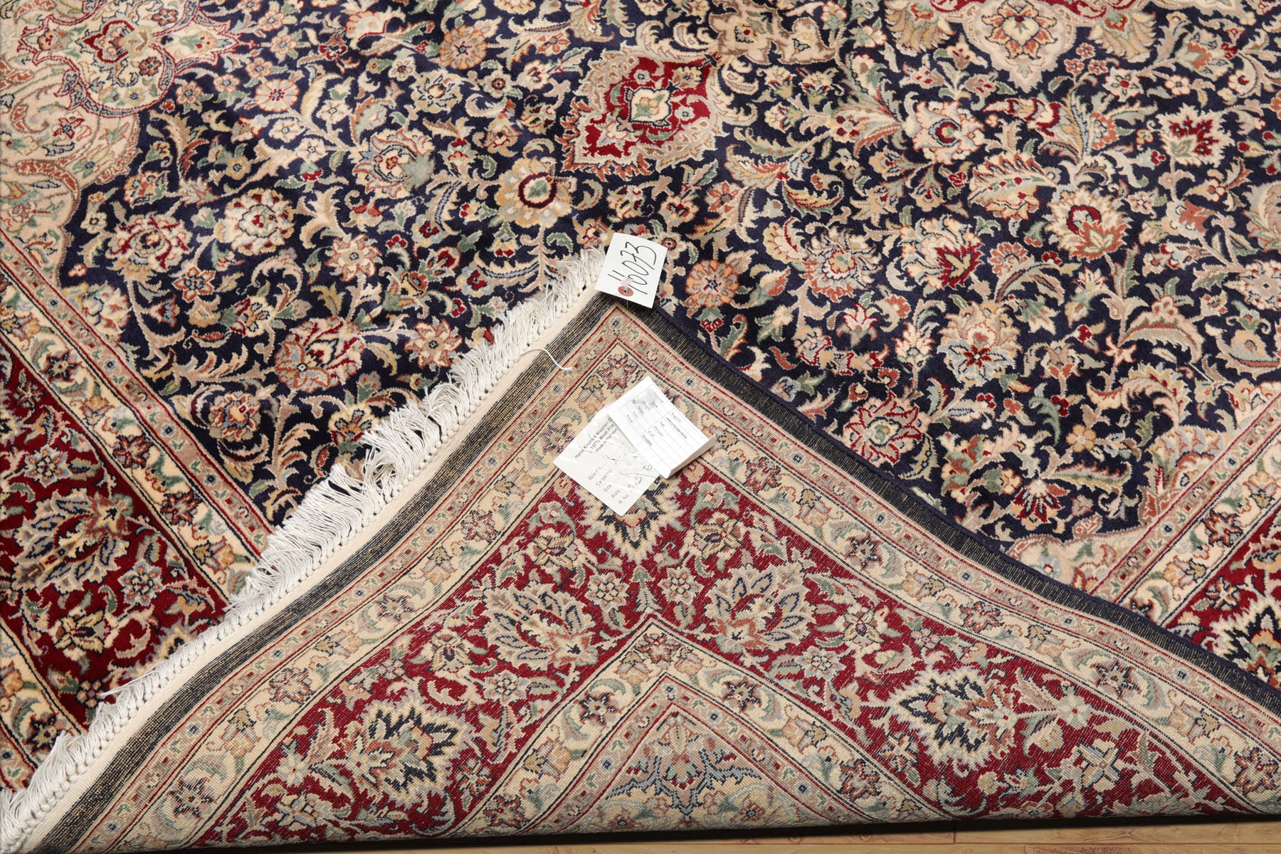 6x9 Navy, Burgundy, Beige Color Hand Knotted All-Over 100% Wool Traditional Oriental Rug