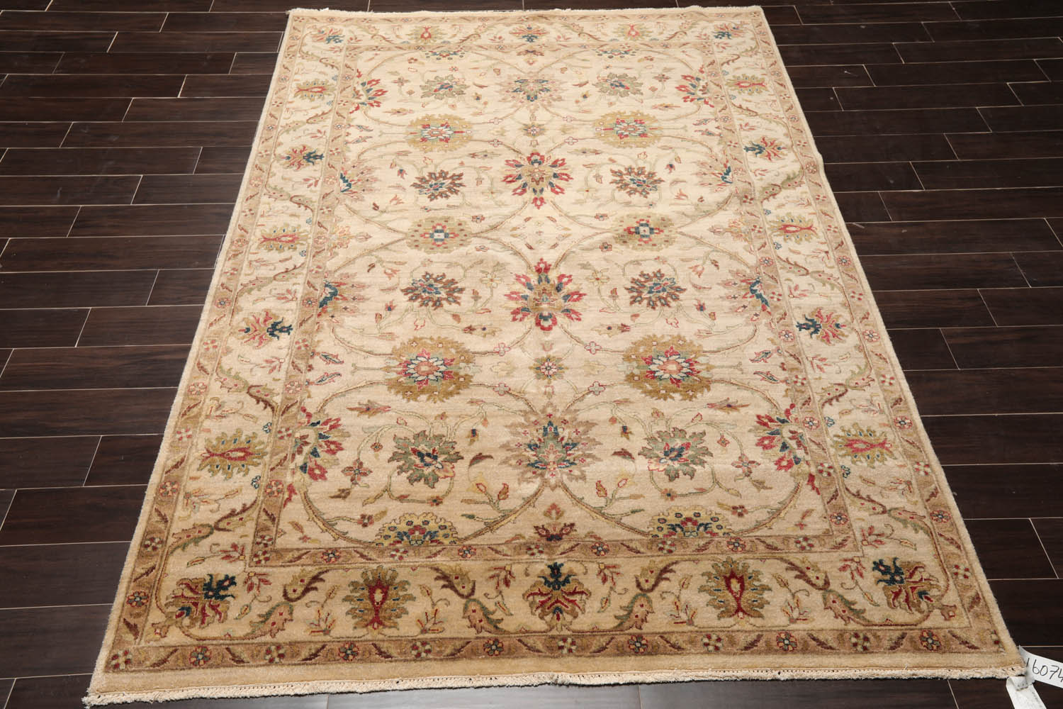 6x9 Beige, Brown, Tan Color Hand Knotted All-Over 100% Wool Traditional Oriental Rug