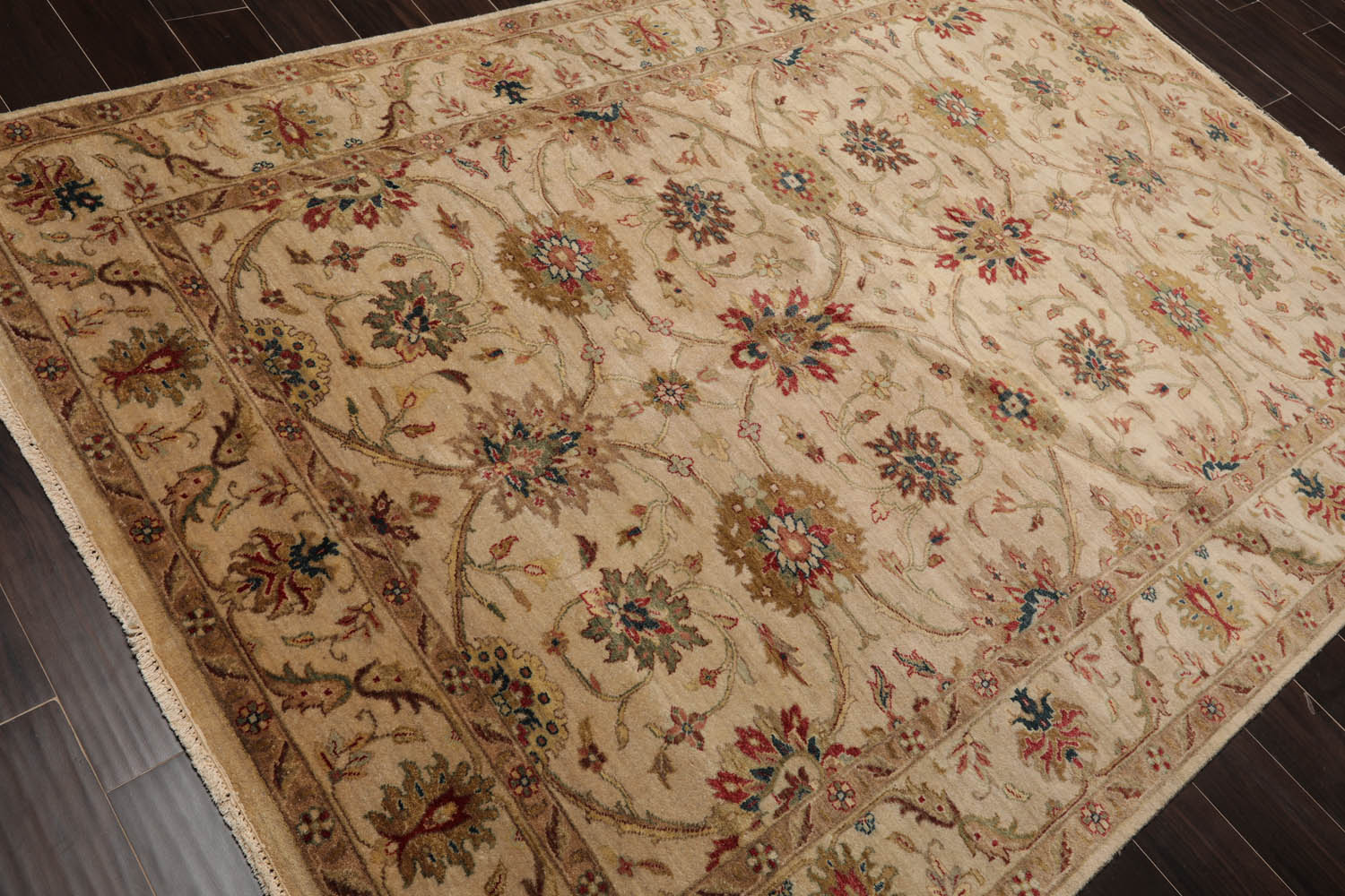 6x9 Beige, Brown, Tan Color Hand Knotted All-Over 100% Wool Traditional Oriental Rug