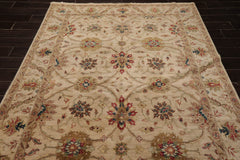 6x9 Beige, Brown, Tan Color Hand Knotted All-Over 100% Wool Traditional Oriental Rug