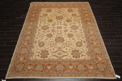 8x10 Beige, Caramel, Gray Color Hand Knotted All-Over 100% Wool Traditional Oriental Rug