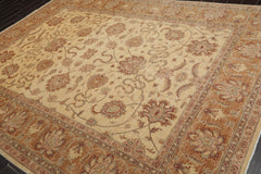 8x10 Beige, Caramel, Gray Color Hand Knotted All-Over 100% Wool Traditional Oriental Rug