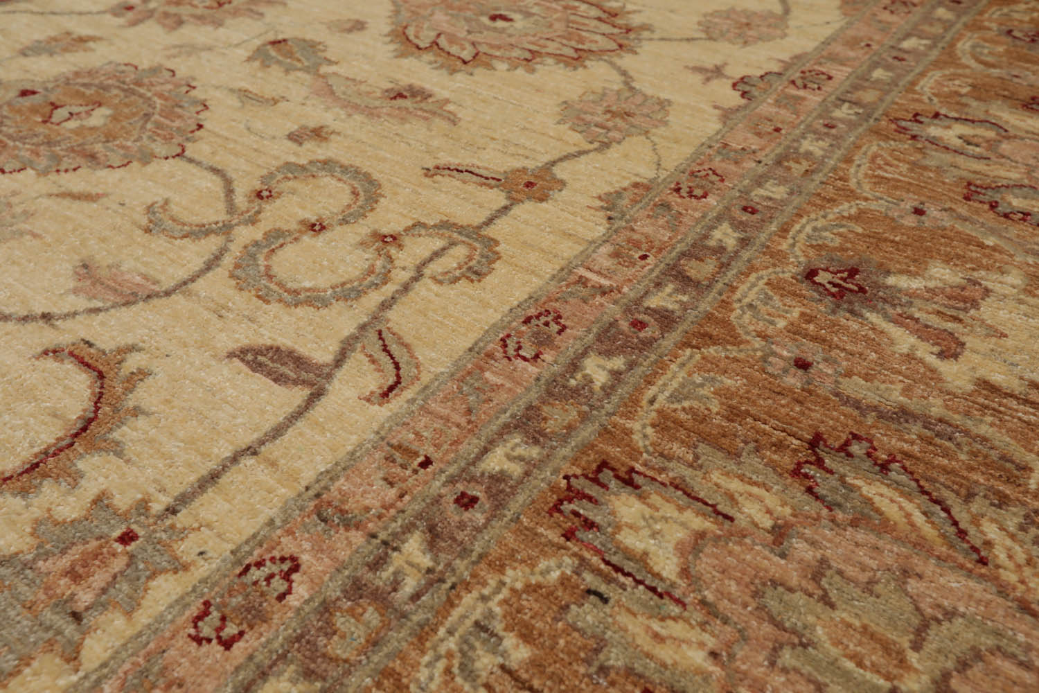 8x10 Beige, Caramel, Gray Color Hand Knotted All-Over 100% Wool Traditional Oriental Rug