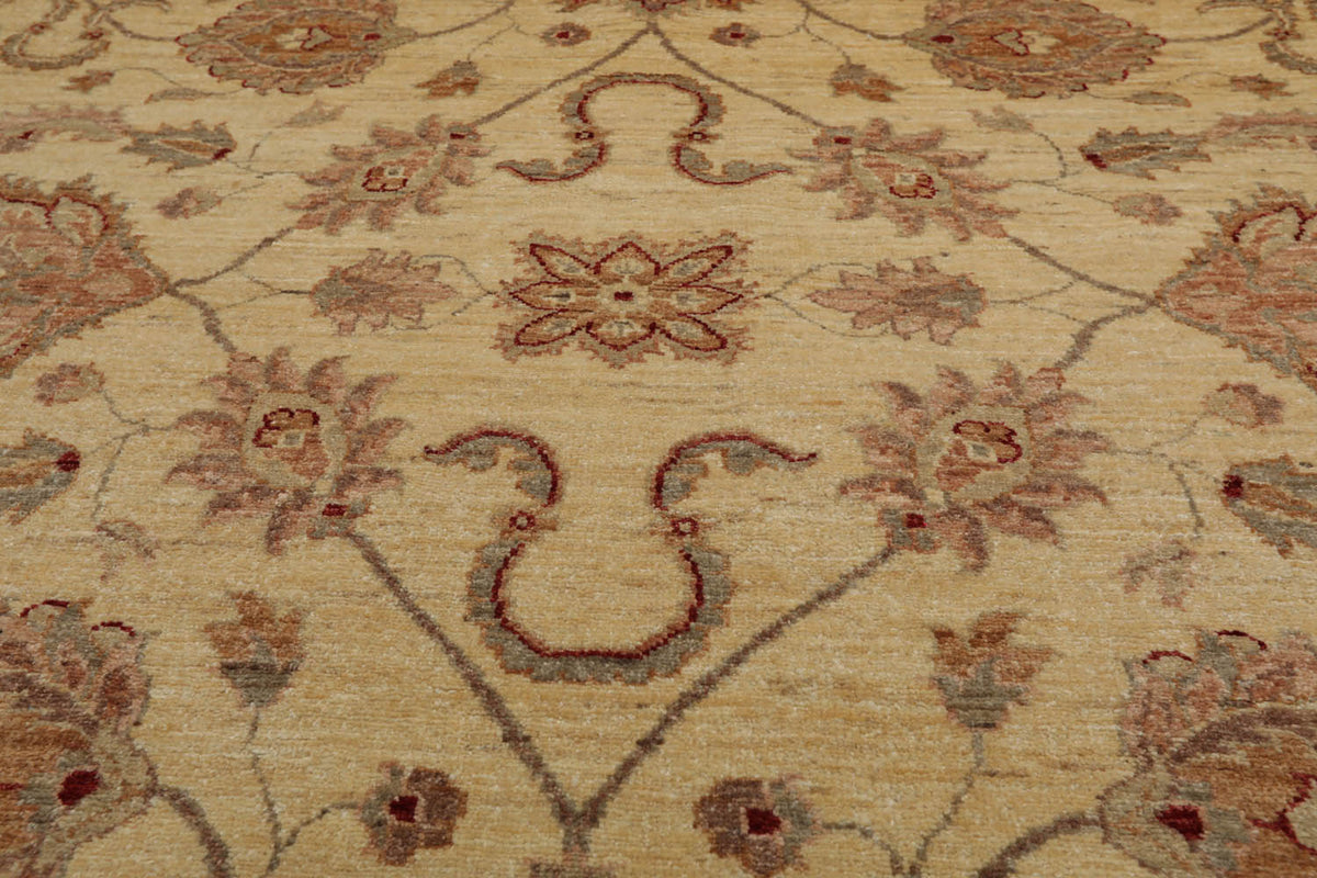 8x10 Beige, Caramel, Gray Color Hand Knotted All-Over 100% Wool Traditional Oriental Rug