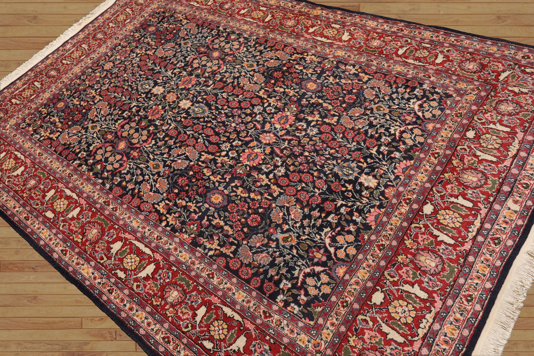 6x9 Black, Gray, Green Color Hand Knotted All-Over 100% Wool Traditional Oriental Rug