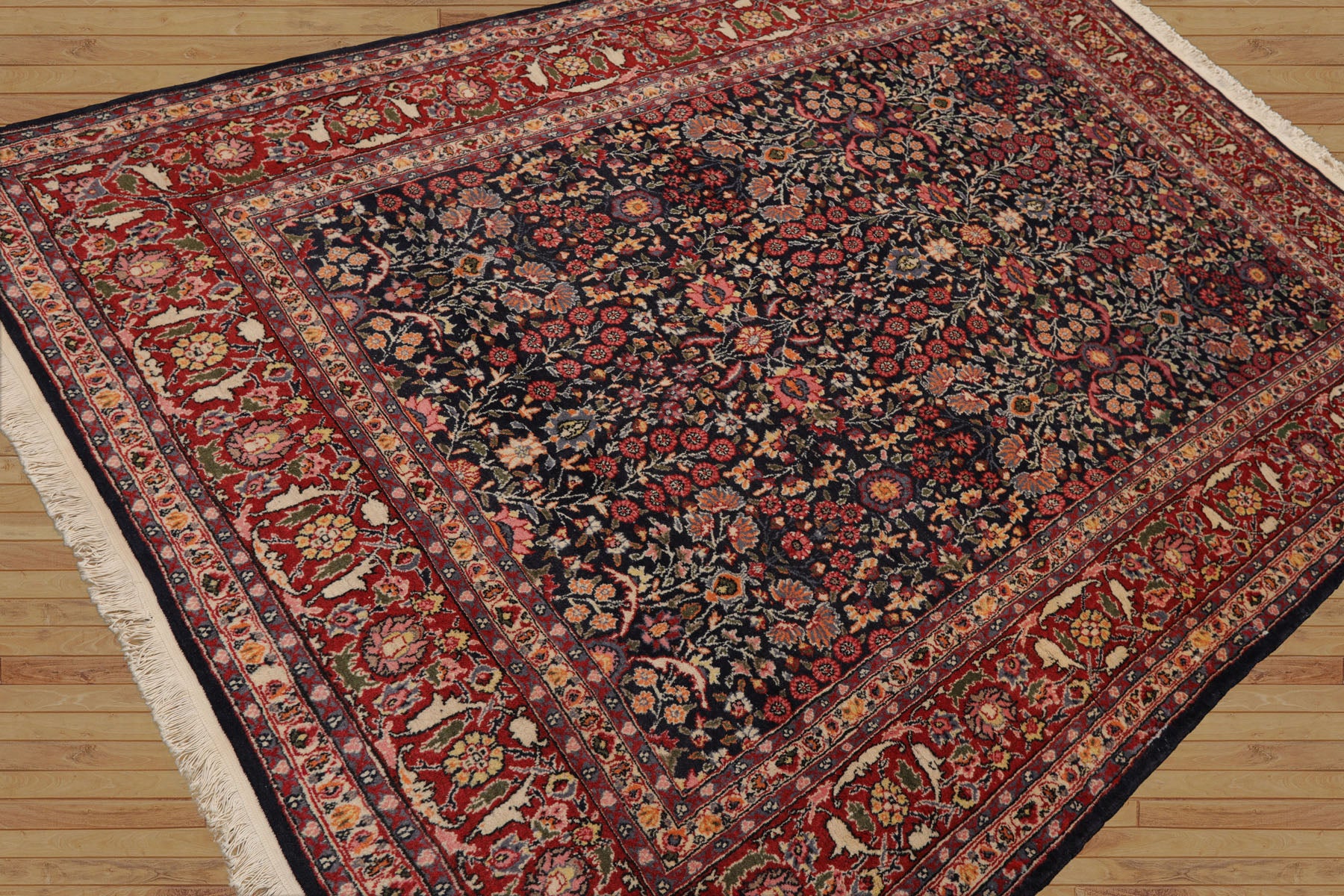 6x9 Black, Gray, Green Color Hand Knotted All-Over 100% Wool Traditional Oriental Rug