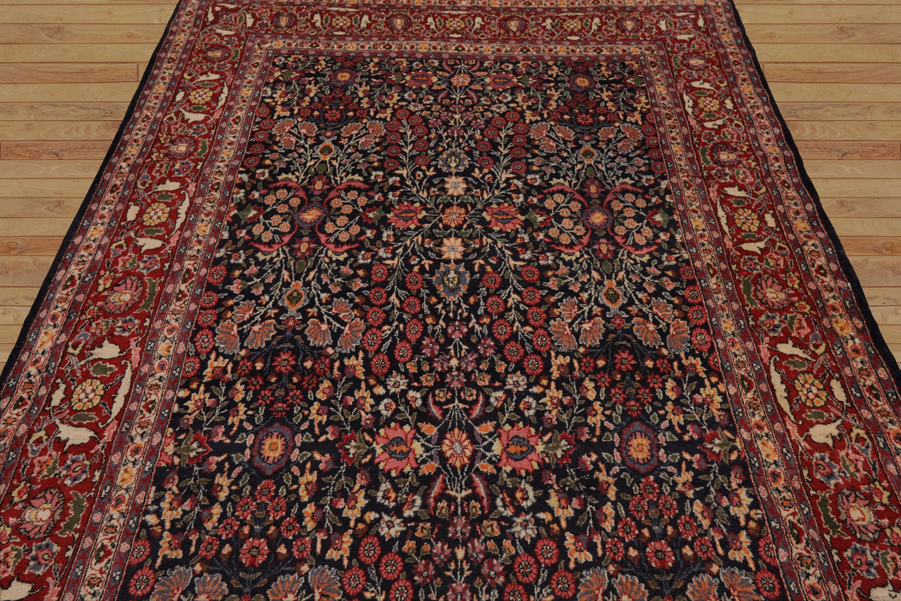 6x9 Black, Gray, Green Color Hand Knotted All-Over 100% Wool Traditional Oriental Rug