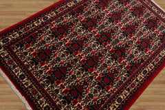 3x5 Ivory, Red, Black Color Hand Knotted Abadeh Wool Traditional Oriental Rug