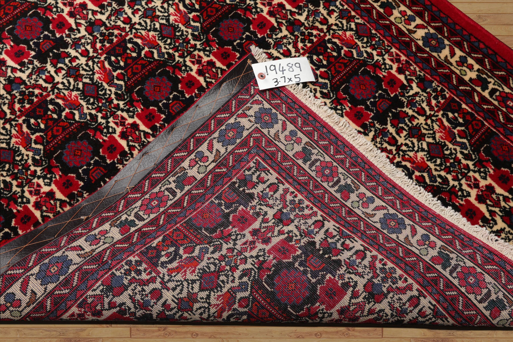 3x5 Ivory, Red, Black Color Hand Knotted Abadeh Wool Traditional Oriental Rug
